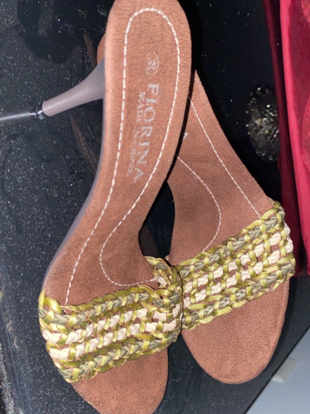 Vintage Pastel Vine Strap Heels